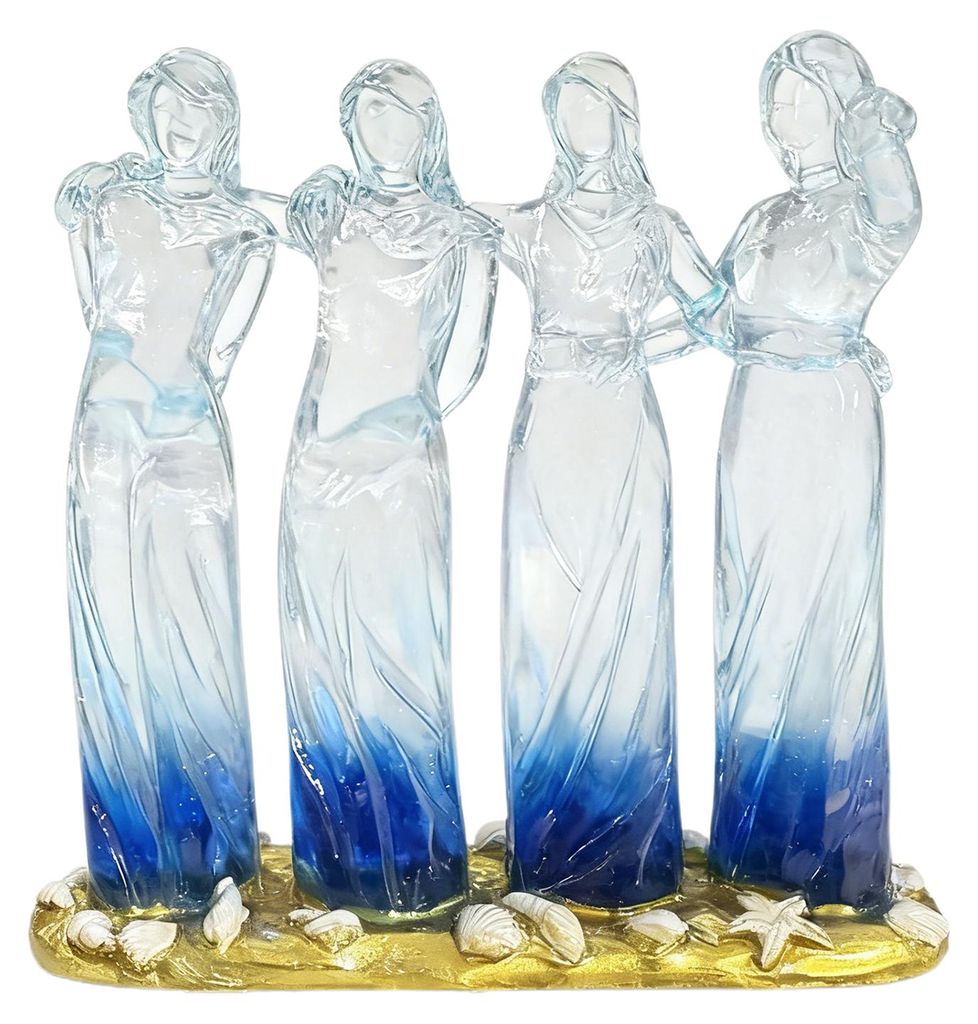 Schwesternfreundschaftsfigur aus Treibglas – Skulptur zur Schwesternfeier – Klare Statue für zwei/drei/vier Schwestern – Geschenkidee für F...