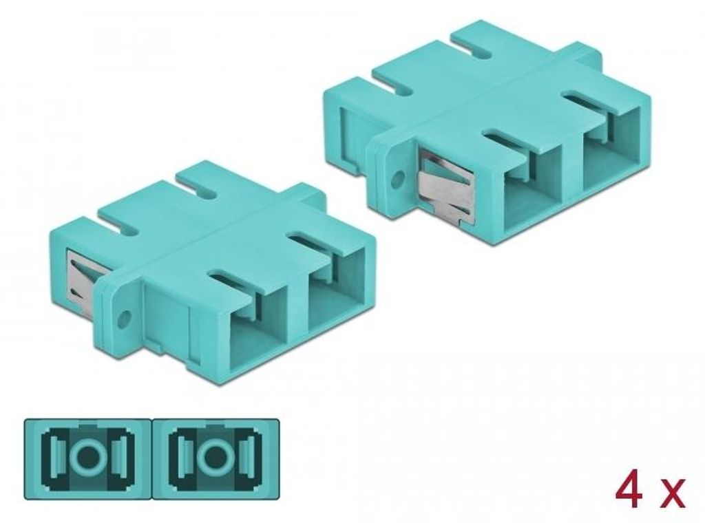 Delock LWL Kupplung LC Duplex Buchse / Buchse Multimode 4 Stück hellblau