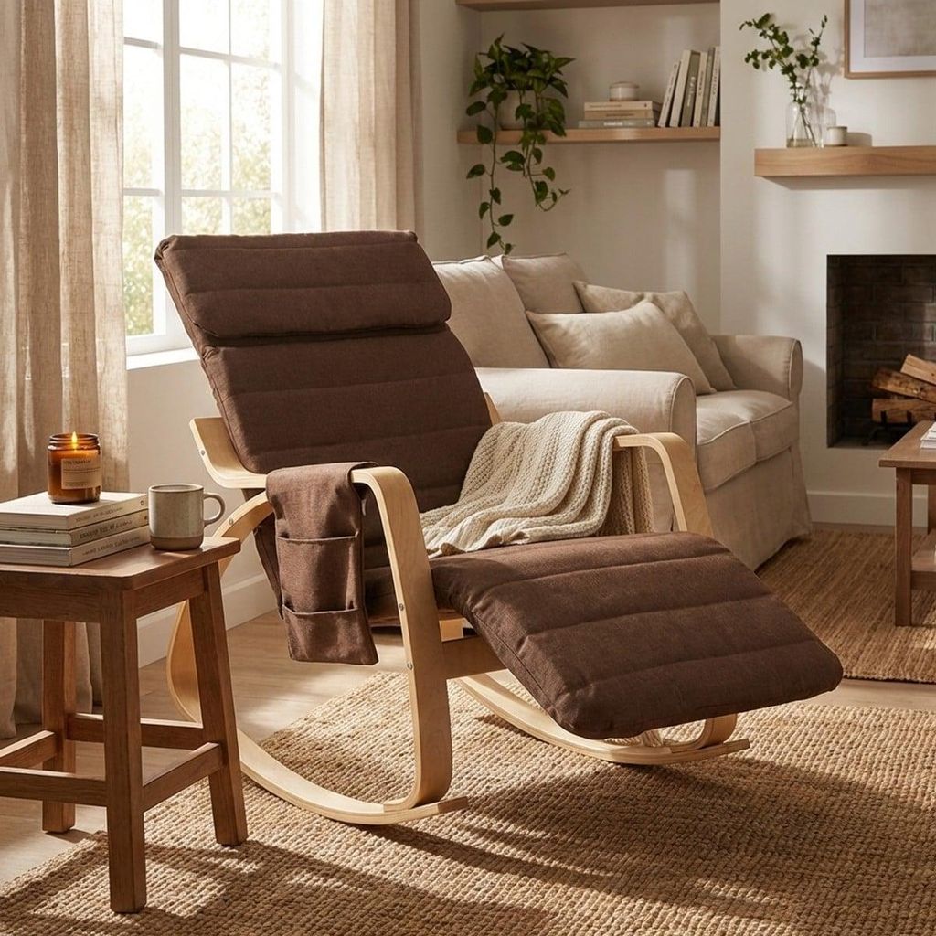 Schaukelstuhl Relaxsessel aus Holz skandinavisches Design