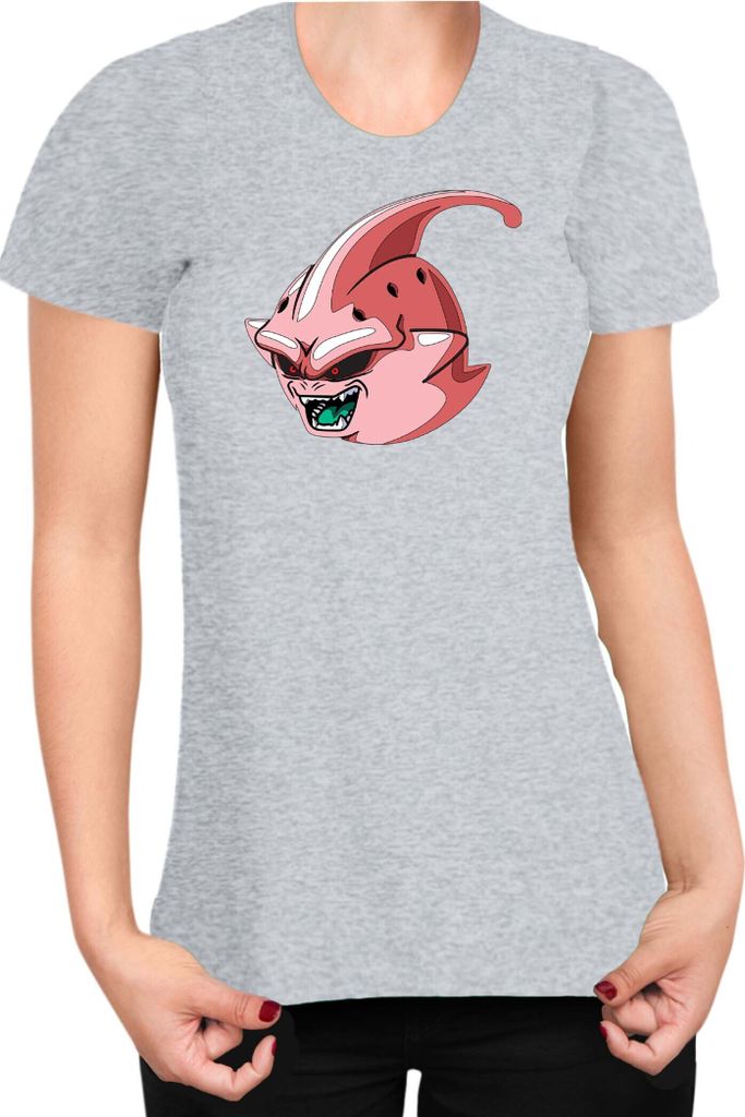 Damen T-Shirt Dragon Anime Manga Ball Z Majin Boo 01, Lady XS / Grau