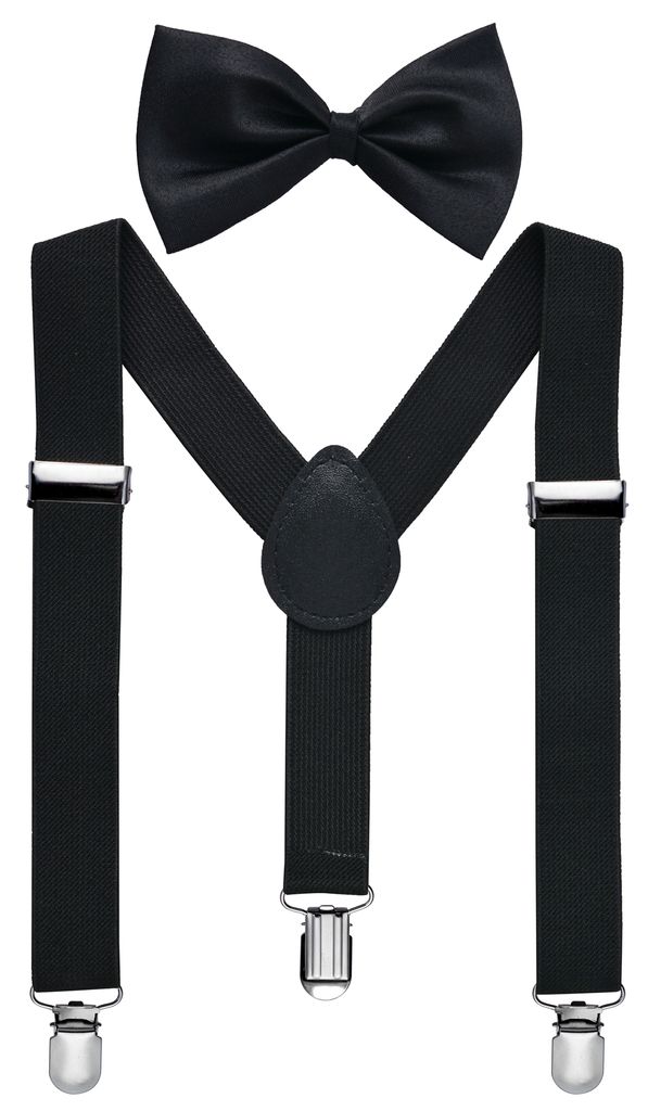 Kinder Hosentraeger Fliege Set Schwarz Produktbild 