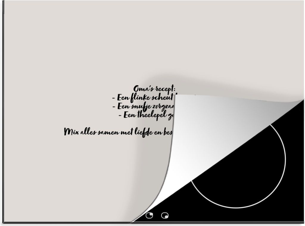 KitchenYeah Herdabdeckplatte Taupe - Großmutters Rezept - Zitat , 65x52cm, Küche Deko, Ceranfeld Herdabdeckung, Abdeckplatte fùr Kochfeld