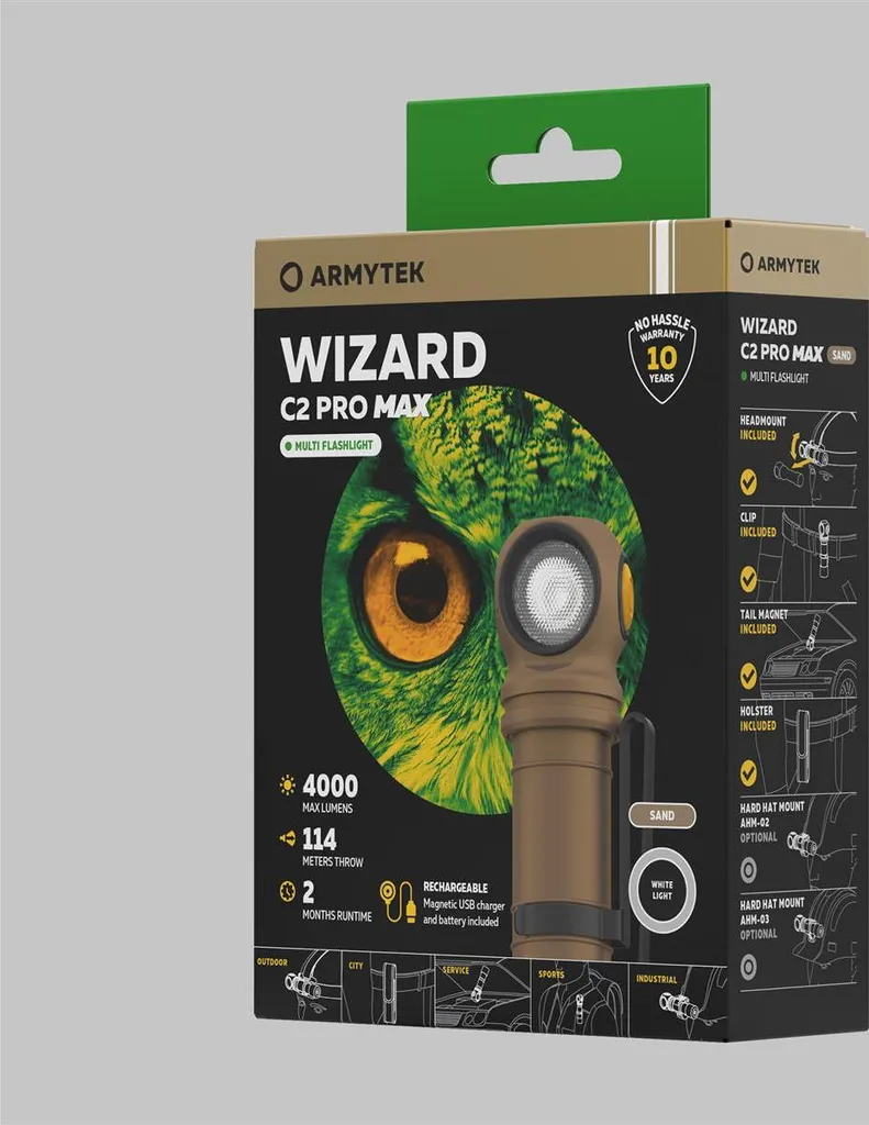 Armytek Wizard C2 Pro Max Lampe Frontale Antichoc Étanche Couleur Sable - 8