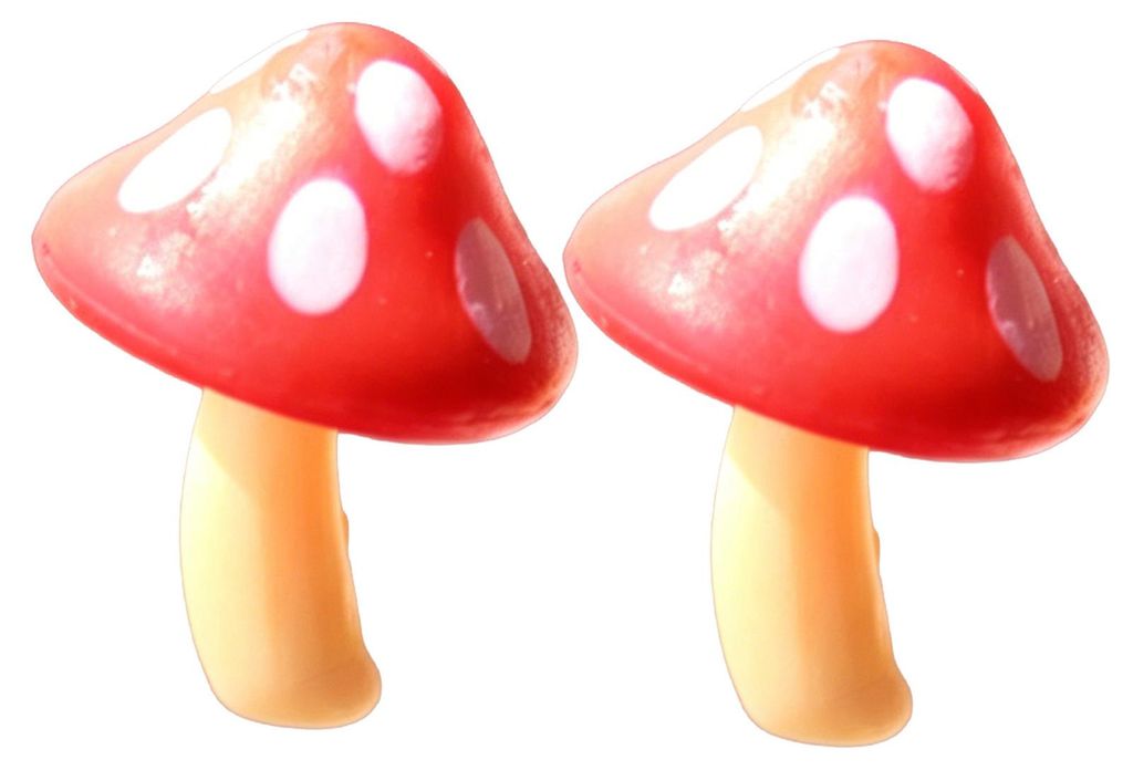 2 Stück Miniatur-Pilzfiguren, niedliche Mini-Pilz-Feengarten-Ornamente für Bonsai-Bastelarbeiten, Puppenhaus-Terrarium-Zubehör, Mikrolandschaft A