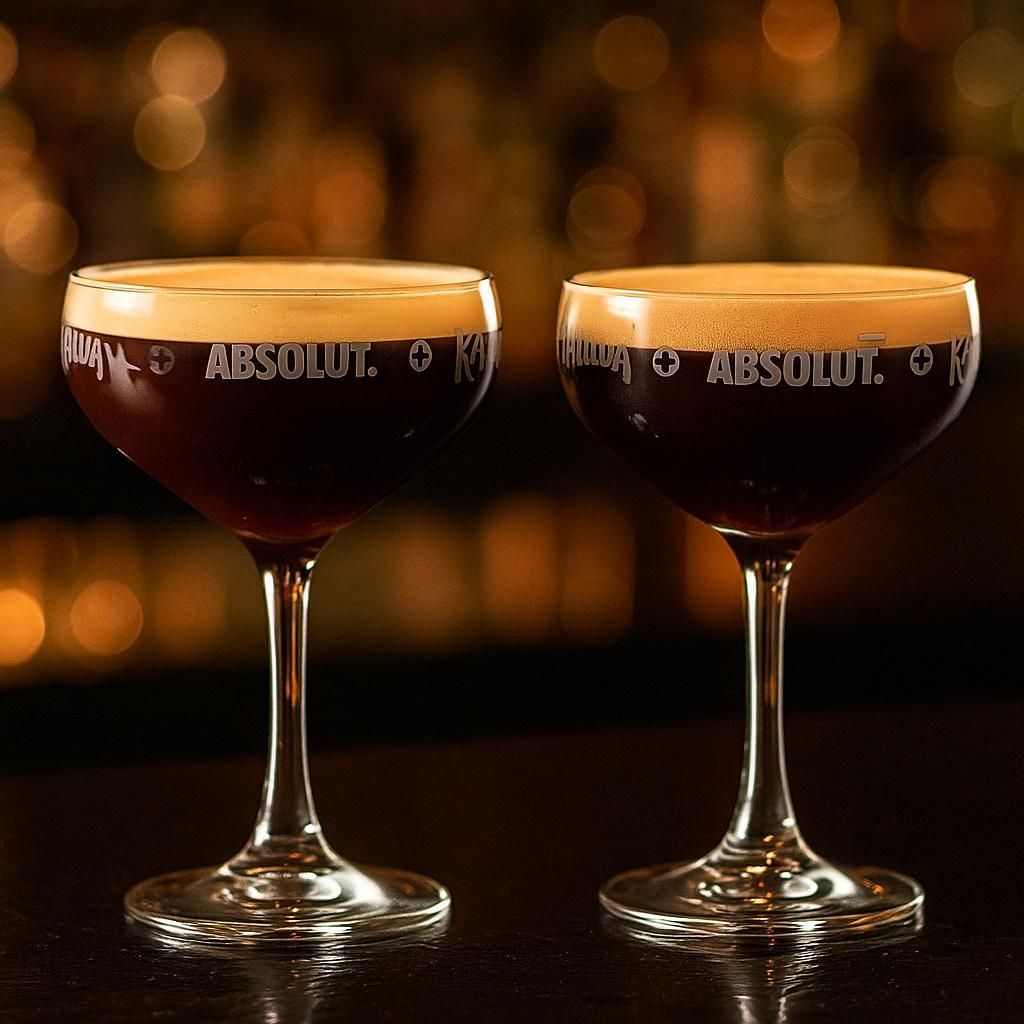 ABSOLUT x KAHLÚA Cocktail-Coupe Gläser – 2er Set – Original für Espresso Martini & Drinks – Markengläser