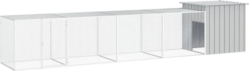 Cage à poules Grise 500x91 cm Anti-Prédateurs en Acier pour Jardin et Ferme