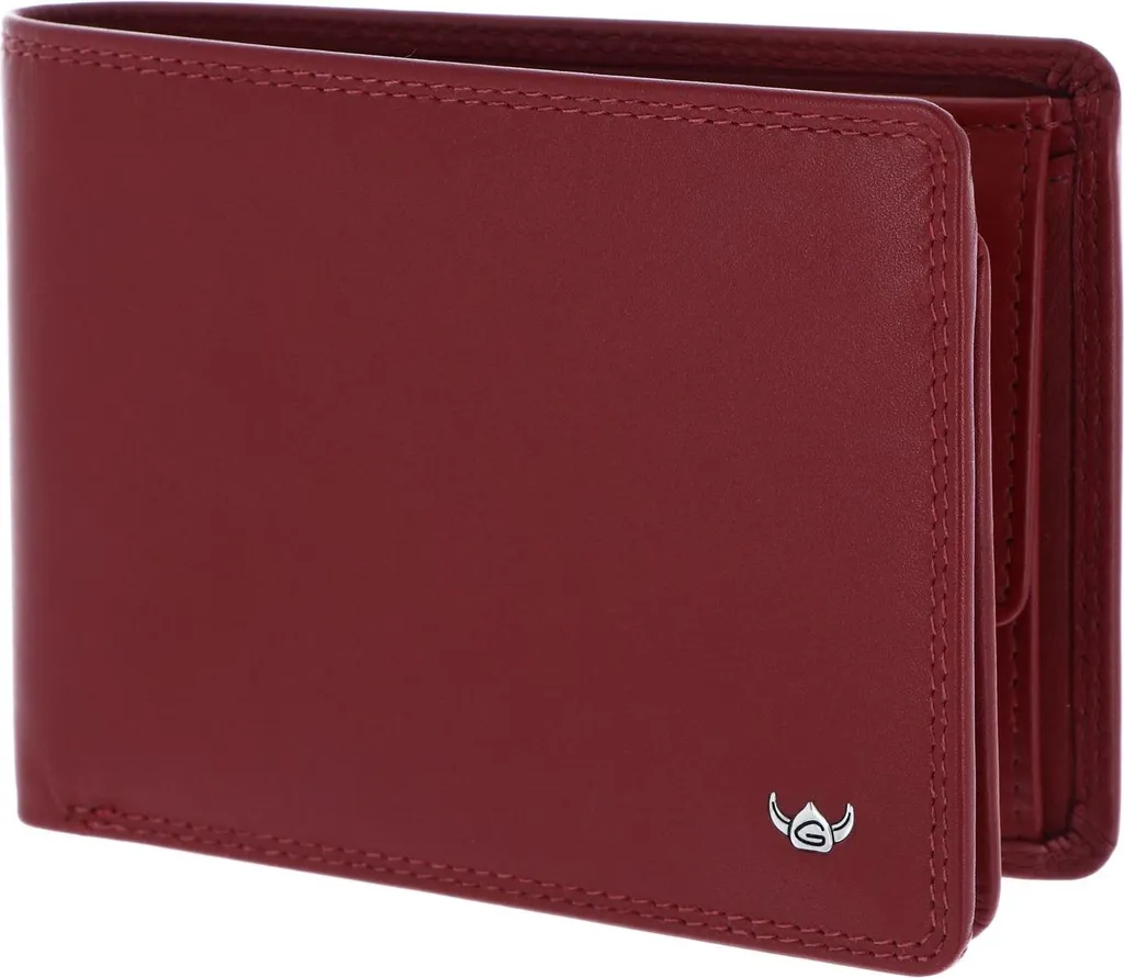 Porte-monnaie en Cuir Rouge Foncé Golden Head Polo 1154 avec Blocage RFID