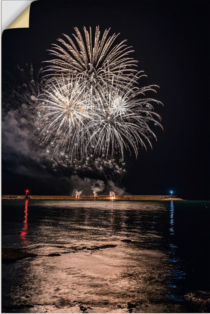 ARTland Wandbild, selbstklebend Feuerwerk am Meer II Größe: 40x60 cm