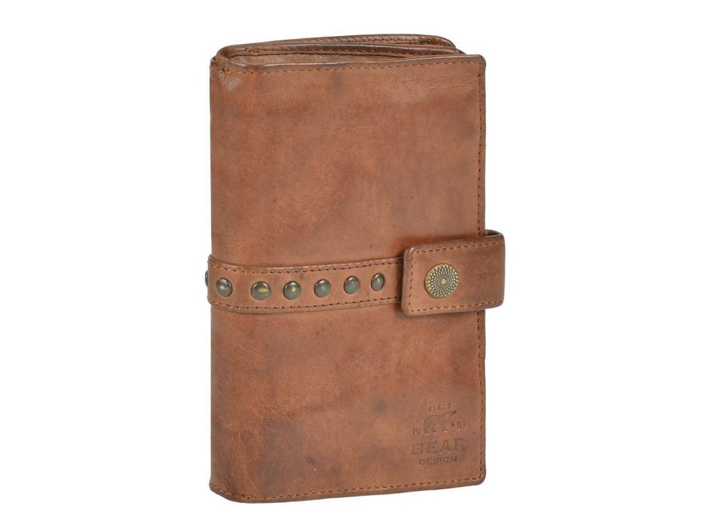 Bear Design Portemonnaie Damen Geldbörse Leder 10x15cm Geldbeutel Cow Lavato cognac CL15087-cognac