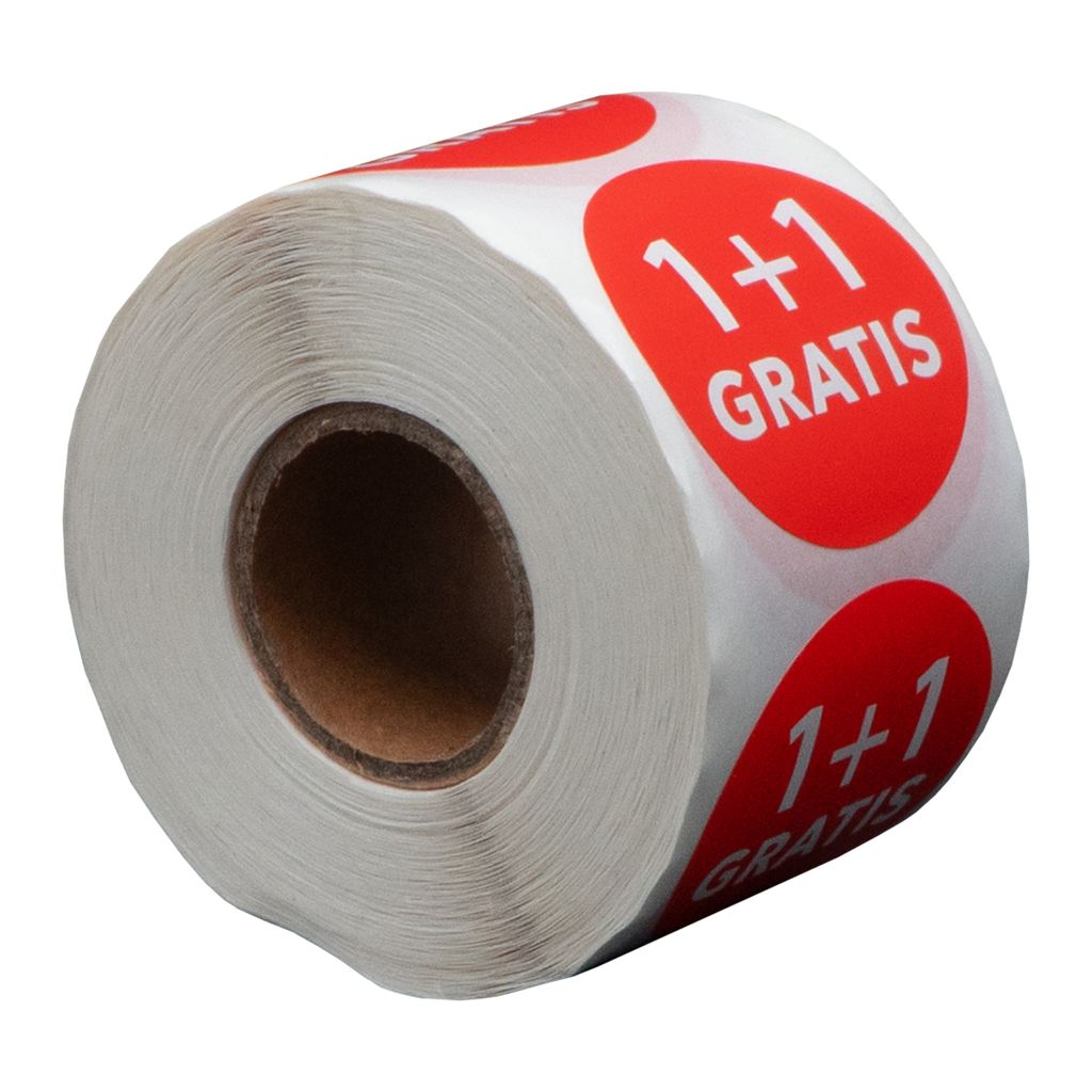 500 Etiketten Rund 1 + 1 gratis Rot - 35 mm auf Rolle - Rabattaufkleber - Werbeaufkleber - Runde Aufkleber - DULA