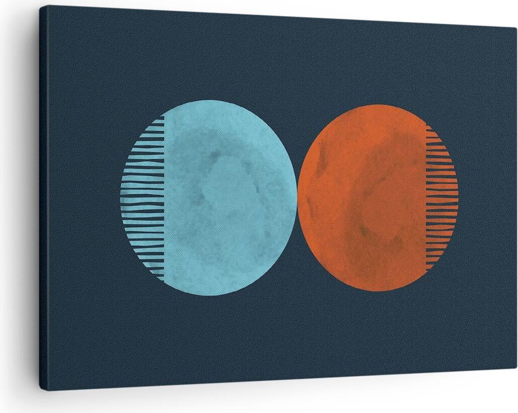 Bild auf Leinwand - Leinwandbild - Einteilig - Abstraktion Blau Rot - 70x50cm - Wand Bild - Wanddeko - Wandbilder - Leinwanddruck - Bilder - Wandde...