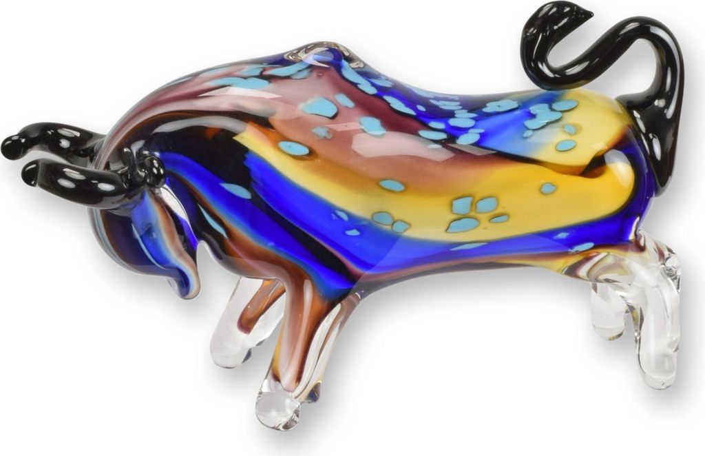 Glasfigur Stier im Murano-Stil Replikat Retro Design Dekoration