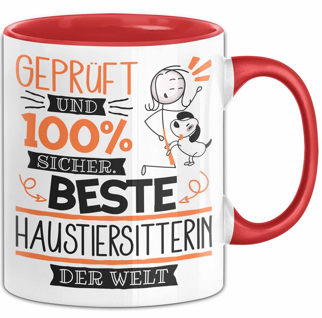 Beste Haustiersitterin Der Welt Tasse Geschenk für Eine Haustiersitterin Und Sicher Geschenkidee Geburtstag Weihnachten (Rot)