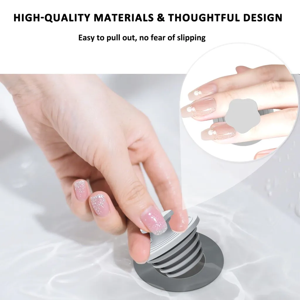 Bouchon de douche en silicone gris clair lot de 2 à installation facile - 2