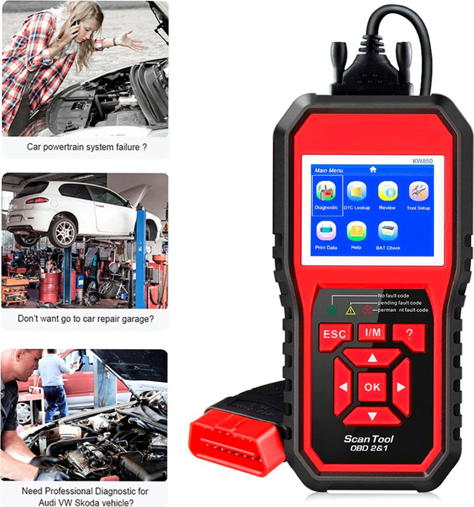 Konnwei Obdii Scanner Code Reader (KW850) Professionelles Anto -Auto -Diagnose -Scheck -Motorleuchten -Scan -Tool für alle Autos seit 1996