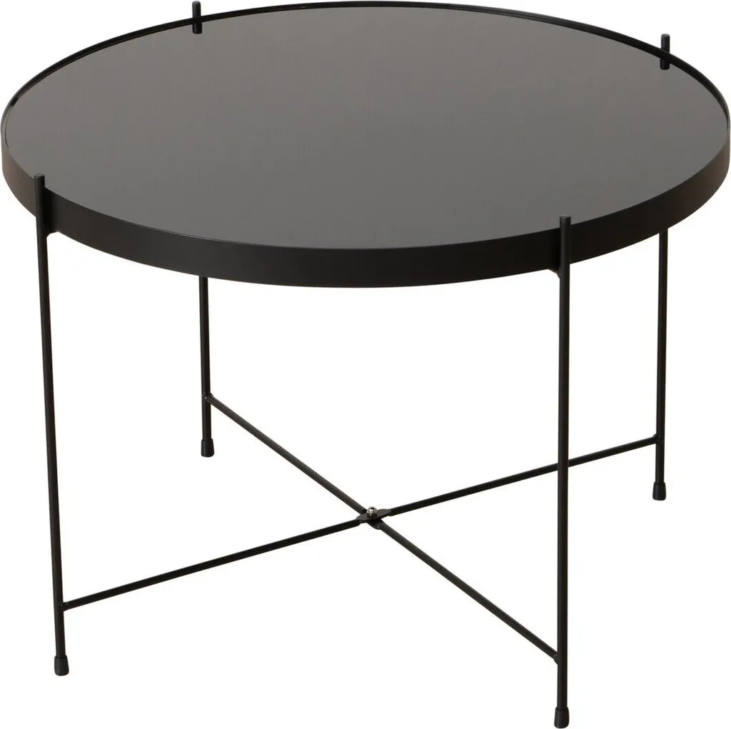 Table basse 40 cm en verre trempé et cadre métal SHERIN - Finition Noire