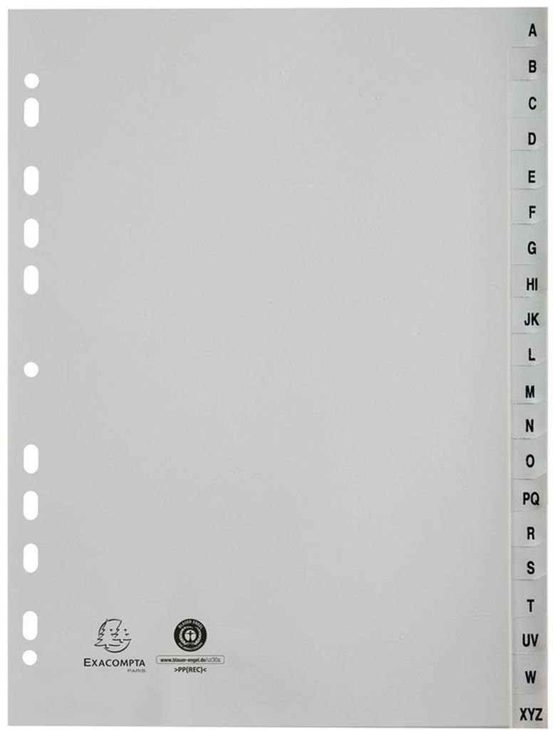 Exacompta 1720E Register DIN A4 mit 20 Taben, weiß, groß