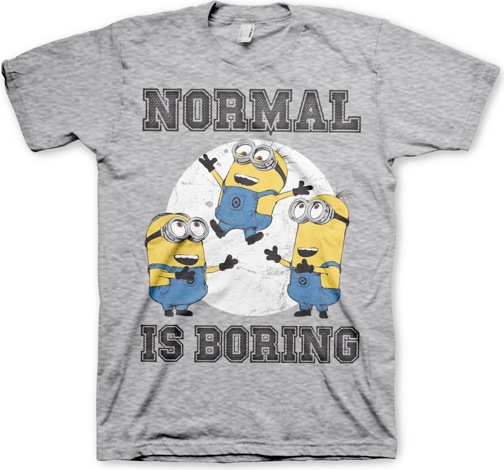 Minions - Normal Life Is Boring T-Shirt - Large - Heather-Grey