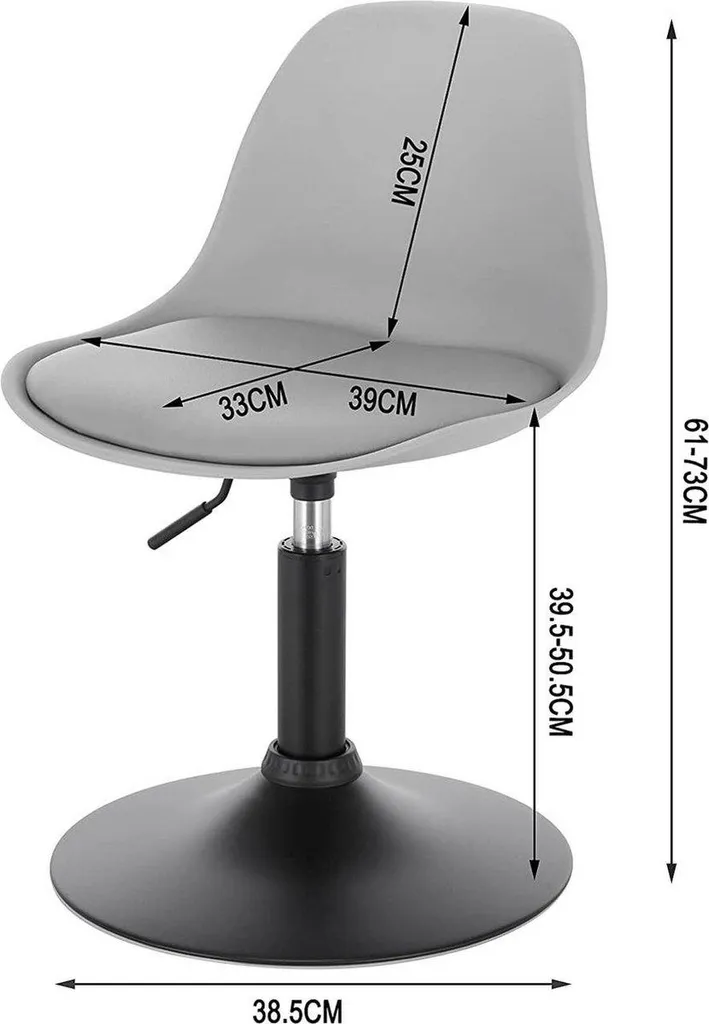 Petit Tabouret Rond Gris de Cuisine Réglable et Pivotant pour Table Basse - 6