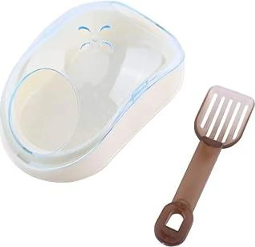 Bagno per criceti Vasca da bagno per animali domestici Piccolo bagno di sabbia con paletta Coperchio trasparente WC in plastica per porcellini d'India Lemming Gerbilli Topi