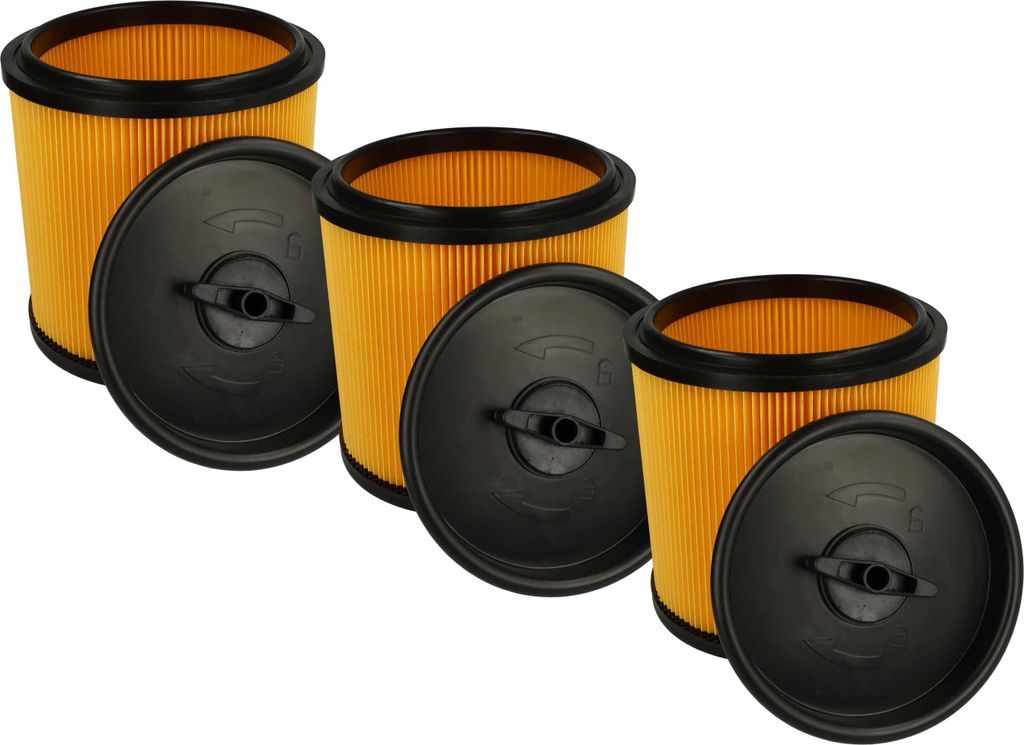 vhbw 3x Faltenfilter kompatibel mit Vacmaster VK1323PFR-03, VJH1211PF 1101, VDK811PW 0201, VCFS, VCFH Staubsauger - Patronenfilter Gelb Schwarz