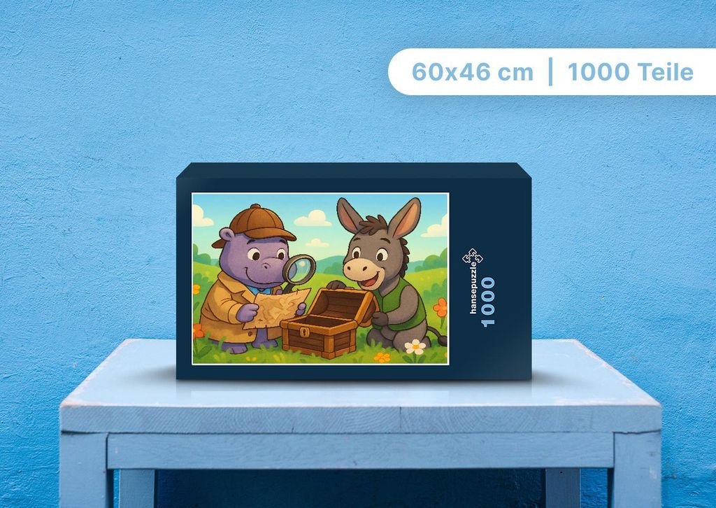 hansepuzzle 112396 - Sashito und Huf Puzzle, 1000 Teile, Kinder, 60,0 x 46,0cm mit hochwertiger Aufbewahrung, Kartonbox & Beutel