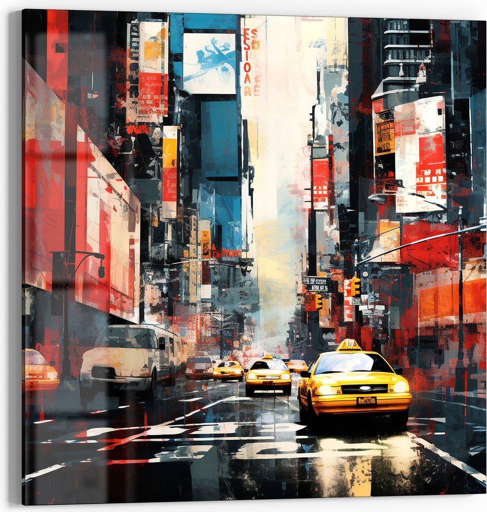 DEQOART Glasbild Echtglas 30x30 cm 'Städtisches Flimmern' Wandbild Bild modern Deko