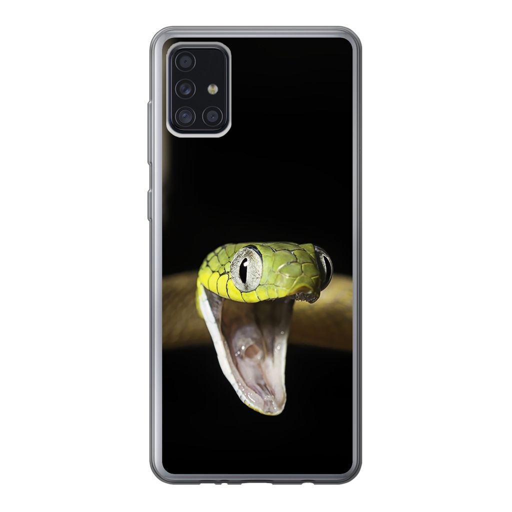 MuchoWow Handyhülle Schutzhülle Hülle für Samsung Galaxy A52 5G Schlange - Tier - Schwarz Silikon Softcase Handy Hülle - Umschlag