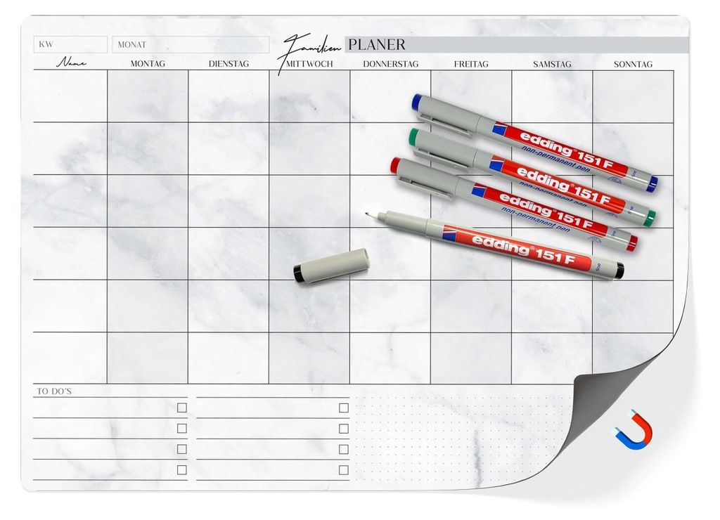 Familienplaner abwischbar DIN A3 magnetisch - Wochenplaner Produktbild 