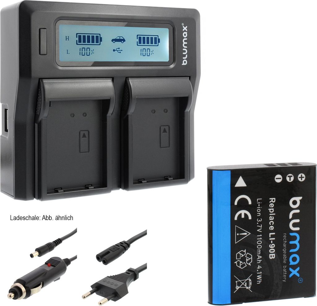 1x Akku + Lader für Olympus Li-90B LI-92B TG-4 XZ-2 SH-50 SH-60 1100 mAh