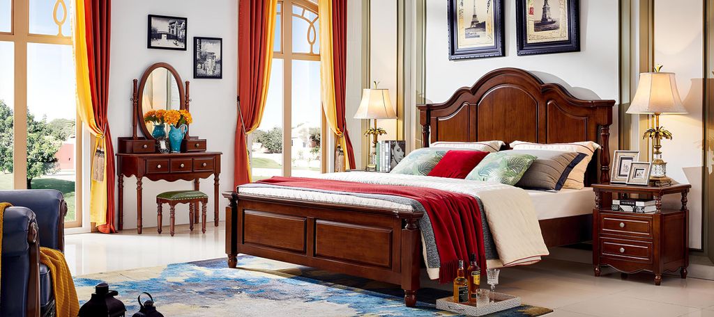 Bett 2x Nachttische 3tlg. Schlafzimmer Set Bett Luxus klassisch 180x200 Zimmer