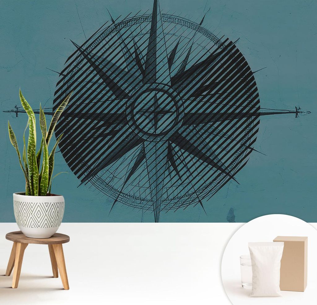 Fototapete - 208x146 cm - Tapete - Wandtapete - Wandbilder - Dekofolie - Tapete Folie - Wand - Dekoration - Wohnzimmer - Seekompass