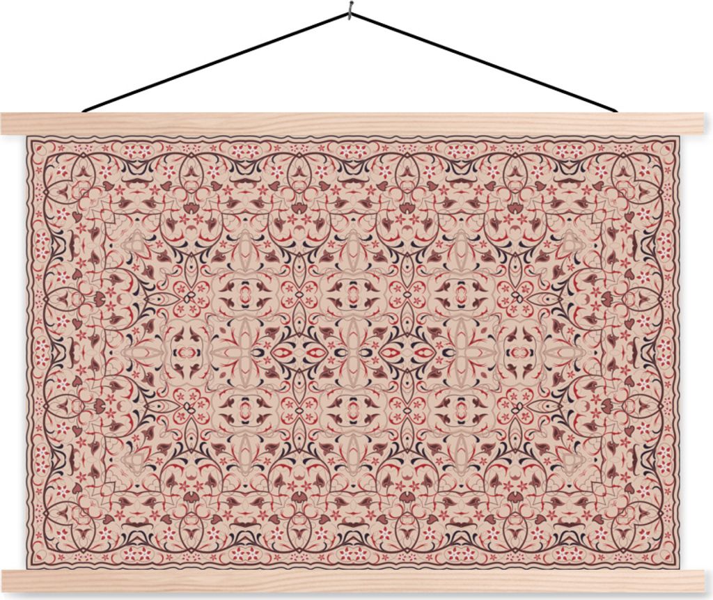 MuchoWow Textilposter Persischer Teppich - Teppiche - Rosa 60x40 cm mit holzfarbenen Rahmen - Bilder