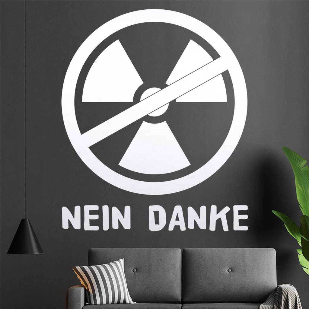 Atomkraft - Nein Danke Wandtattoo in 6 Größen - Wandaufkleber Wall Sticker - Dekoration, Küche, Wohnzimmer, Schlafzimmer, Badezimmer