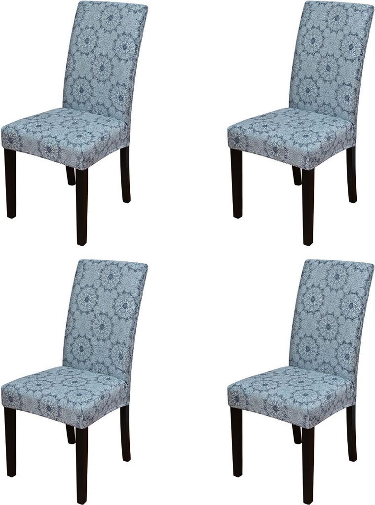 Stuhlhussen 4er Set Vintage Blumen Stretch Stuhlbezüge für Hotel, Restaurant, Hochzeit, Blau