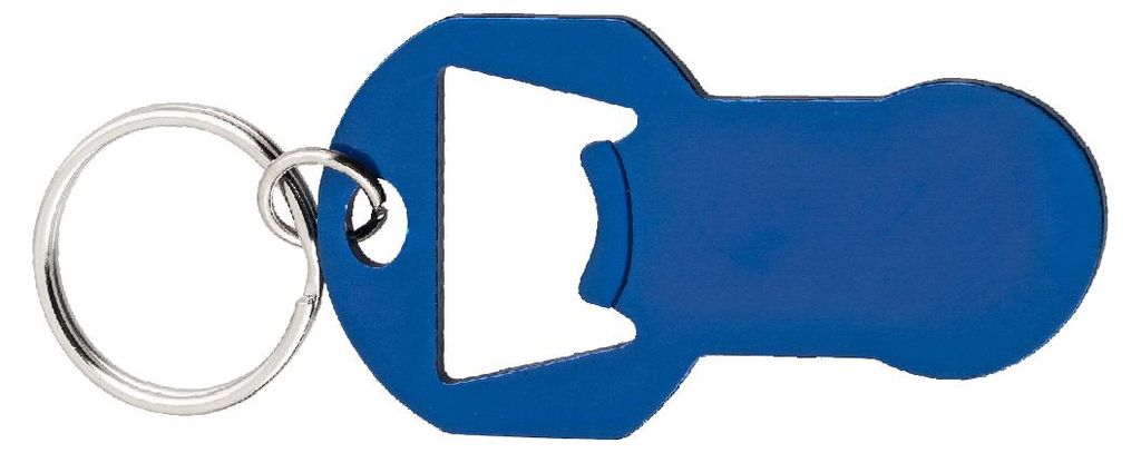 Metall-Schlüsselanhänger mit Einkaufschip und Produktbild 