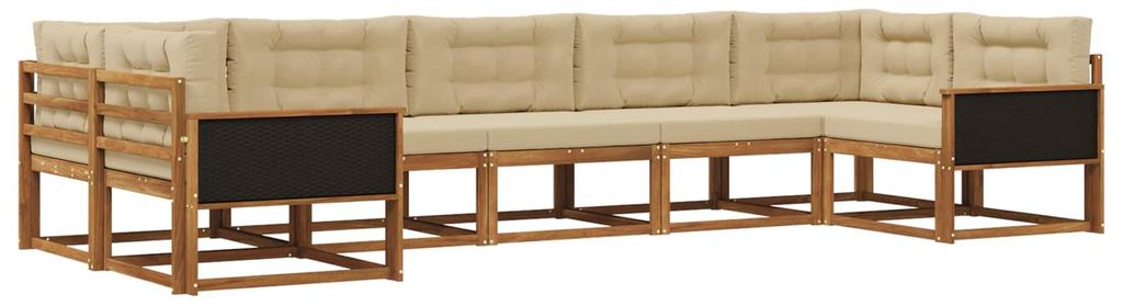 vidaXL Outdoor-Sofagarnitur mit Kissen 7 pcs Natur und Beige