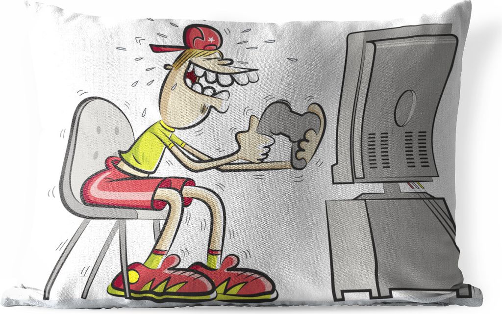 MuchoWow Outdoor Kissen - Gamer - Fernsehen - Konsole - 50x30 cm - Wetterfest - Lounge Kissen - Sofa kissen - Wohnzimmer Dekoration