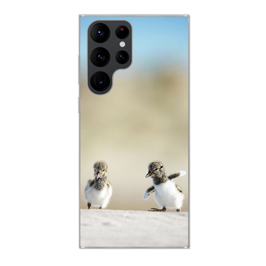 MuchoWow Handyhülle Schutzhülle Hülle für Samsung Galaxy S22 Ultra Junge - Sand - Vögel Silikon Softcase Handy Hülle - Abbildung
