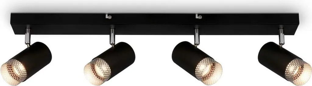 Éclairage salon 4 spots noir et chrome mat pour plafond moderne GU10