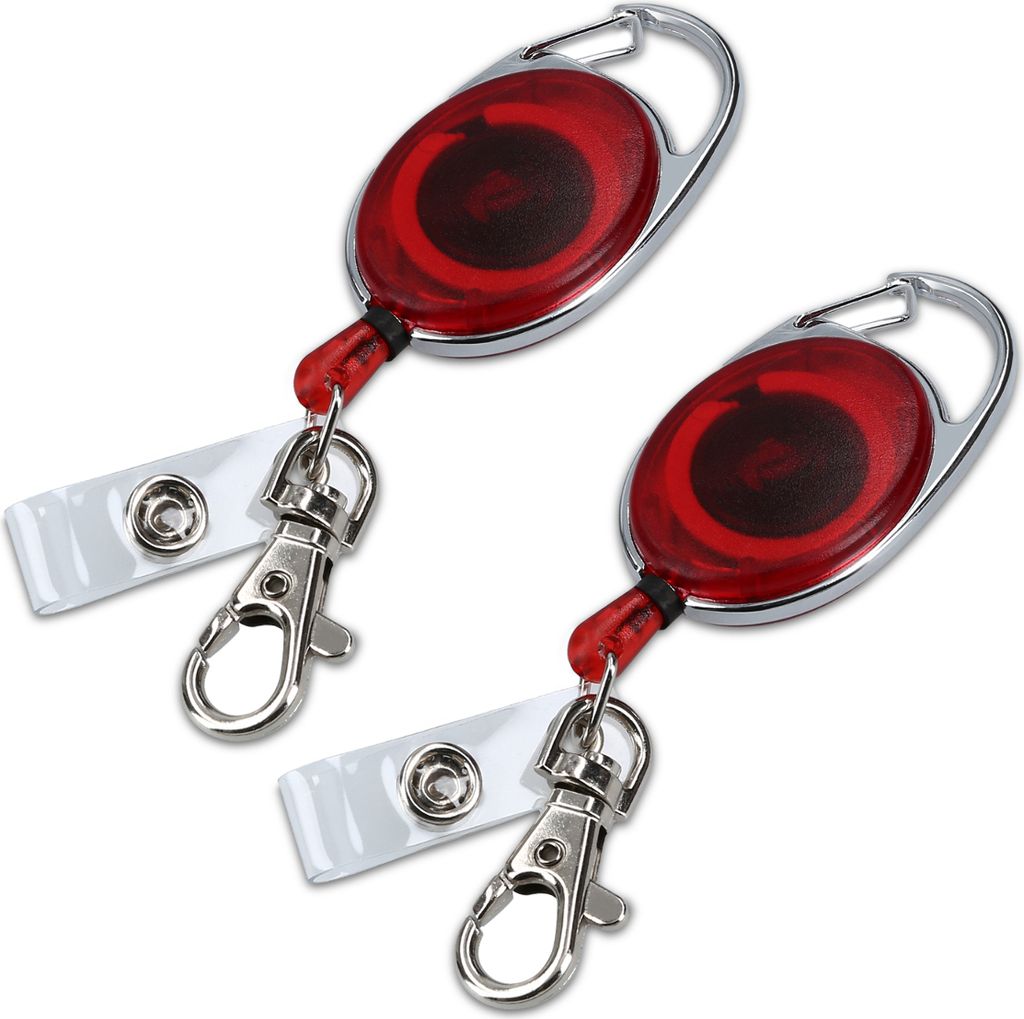 kwmobile 2x Schlüssel Jojo mit Ausweis Clip - Schlüsselanhänger ausziehbar - Kartenhalter Karabiner Anhänger - Schlüsselband mit Karten Halter