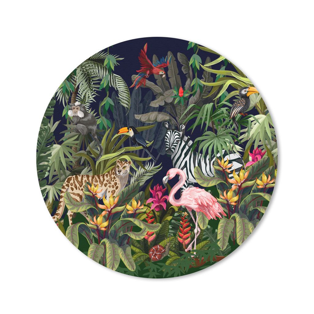 MuchoWow Mauspad Mousepad Dschungeltiere - Natur - Jungen - Mädchen - Flamingo - Zebra 40x40 cm - Mousepads - Maus Mat - Pad - Mausunterlage - S...