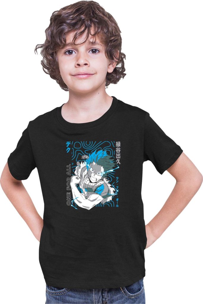Kinder T-Shirt Japan Anime Manga My Hero Anime Academia Izuku Midoriya Deku Izuku Midoriya Deku, 9-11 Jahr - 140 / Schwarz