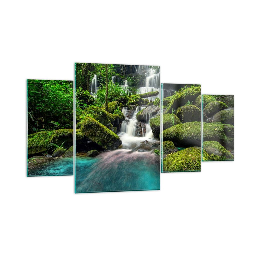 Bilder auf glas - Park Wasserfall Wasser - 160x90cm - Glasbilder - Wandbilder - Kunstdruck - zum Aufhängen bereit - Wanddekoration aus Glas - Glas...