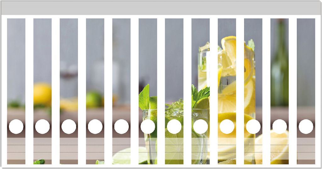 Wallario Ordnerrücken Sticker, selbstklebend für schmale Ordner, 12 Stück, Motiv Cocktails mit Limetten und Zitronen