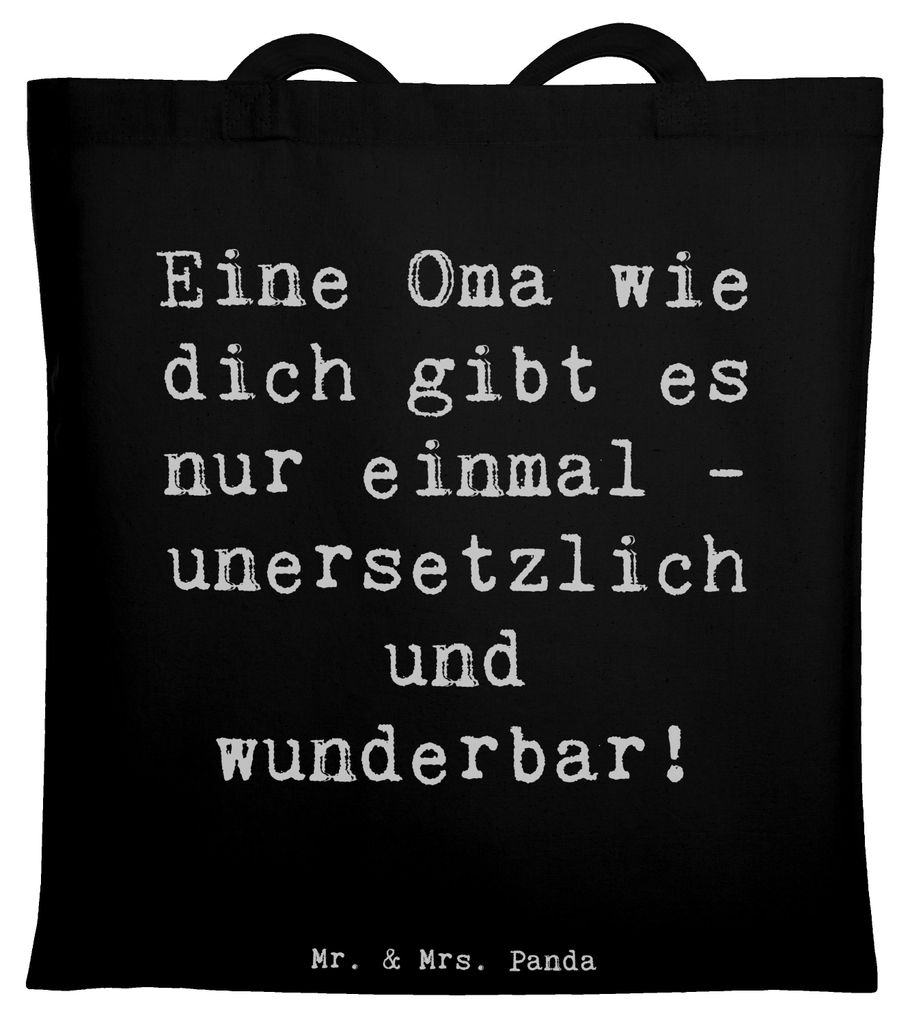 Mr. & Mrs. Panda Tote Bag Spruch Einzigartige Oma - Schwarz - Geschenk, Tasche, Beutel, Danke sagen, Aufmerksamkeit, Bedanken, einzigartig, canvas,...