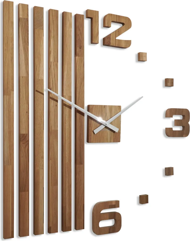 Grande horloge murale bois 100cm style scandinave Lamele FlexiStyle