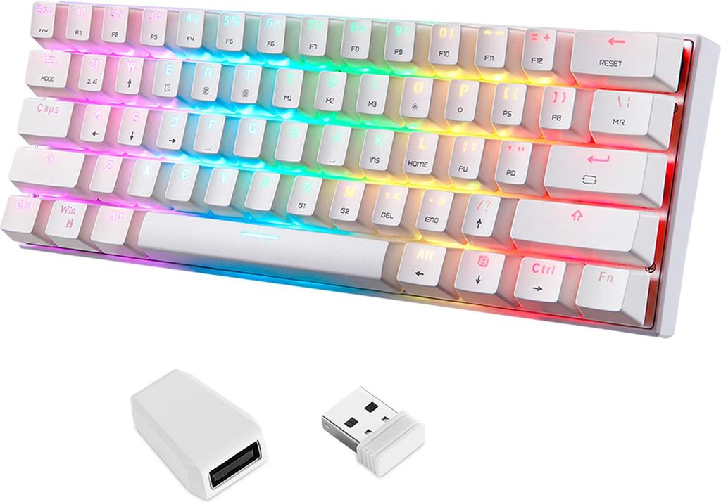 Motospeed SK62 BT Drahtlose mechanische Gaming-Tastatur mit 61 Tasten, RGB-Hintergrundbeleuchtung, roten Schaltern und Makro-Steuerung für Laptops...