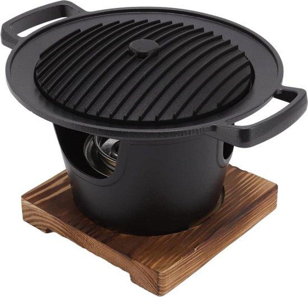 Indoor Nonstick Grillpan für Korea BBQ - Rookfreie Tischgrill - Reisegeeignete Haushaltsgrillpfanne - Runde Eisen Grillpfanne
