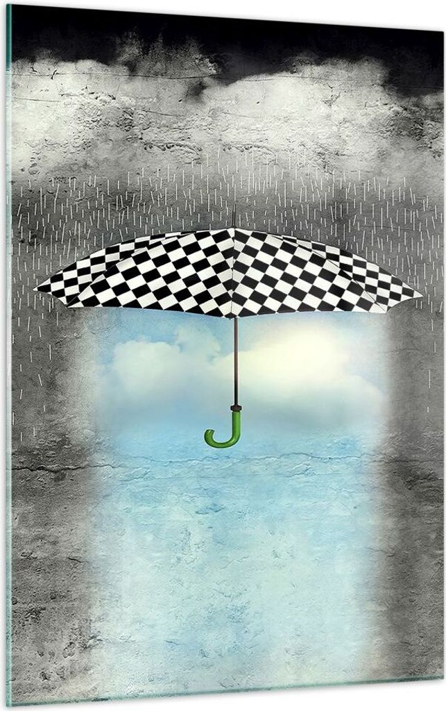 Bilder auf glas - Einteilig - Regenschirm Regen Abbildung Phantasie - 50x70cm - Glasbilder - Wandbilder - Bilder - Wanddekoration aus Glas - Glas B...